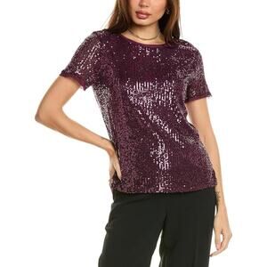 Anne Klein Women Chianti Sequin Crew Neck Party Short Sleeve T-Shirt Size XXL